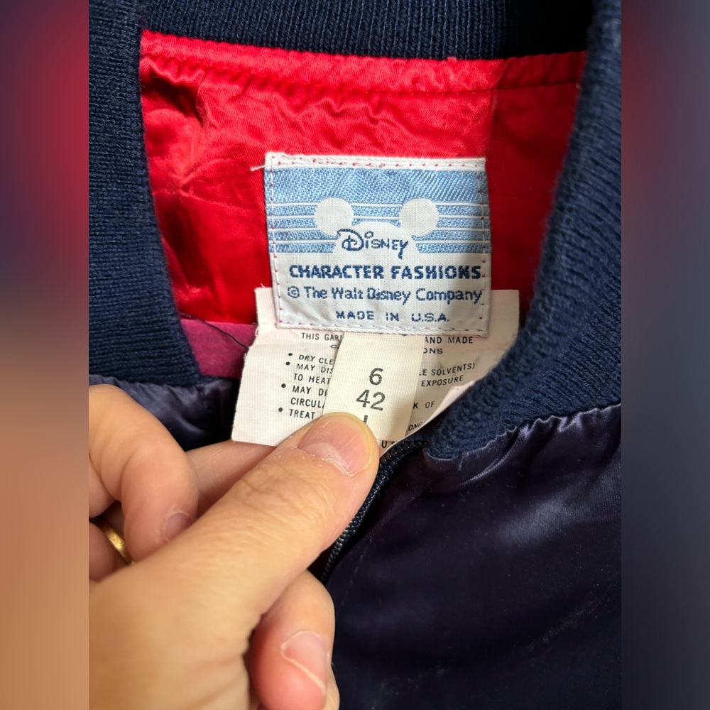 Vintage 80s Disney Fantasia Mickey Mouse Satin Bomber Jacket Size L. Wizard - Picture 9 of 10